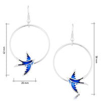 Swallows 1-hoop Dress Drop Earrings in Sapphire Enamel