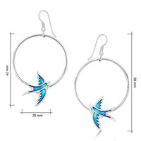 Swallows 1-hoop Dress Drop Earrings in Summer Blue Enamel