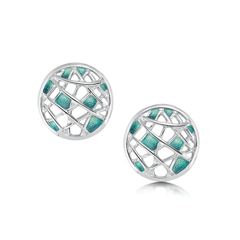Creel Stud Earrings in Storm Enamel by Sheila Fleet Jewellery