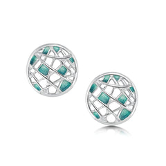 Creel Stud Earrings in Storm Enamel by Sheila Fleet Jewellery