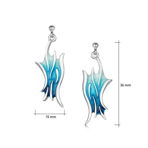 Sea Motion Large Enamelled Drop Earrings in Tempest Enamel
