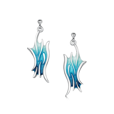 Sea Motion Large Enamelled Drop Earrings in Tempest Enamel by Sheila Fleet Jewellery