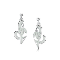 Snowdrop Sterling Silver Drop Earrings in Crystal Enamel by Sheila Fleet Jewellery