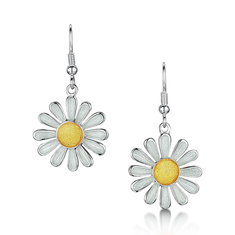 Daisies at Dawn Enamel Dress Drop Earrings by Sheila Fleet Jewellery