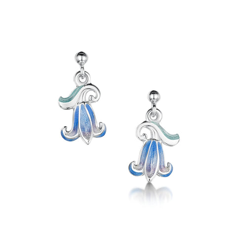Bluebell Enamel Drop Earrings in Sterling Silver by Sheila Fleet Jewellery