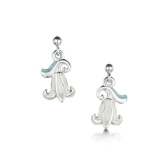 Bluebell Drop Earrings in Whitebell Enamel by Sheila Fleet Jewellery