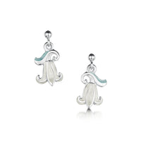 Bluebell Drop Earrings in Whitebell Enamel by Sheila Fleet Jewellery