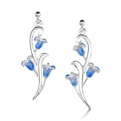 Bluebell Dress Drop Earrings in Sterling Silver by Sheila Fleet Jewellery