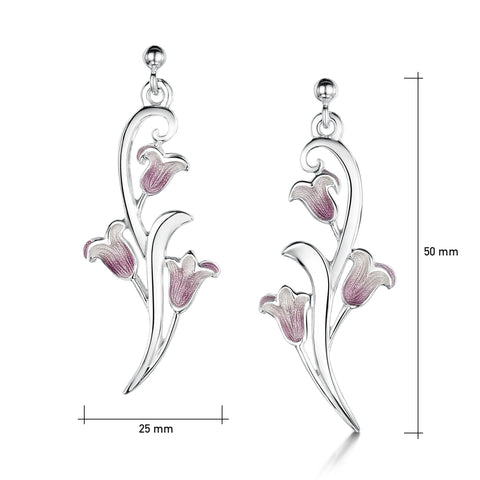 Bluebell Dress Drop Earrings in Pinkbell Enamel