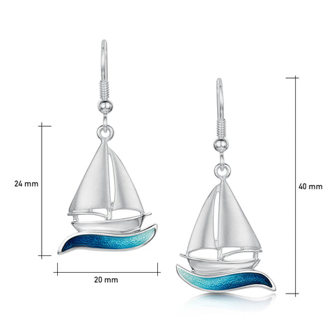 Orkney Yole Enamel Dress Drop Earrings in Sterling Silver by Sheila Fleet Jewellery