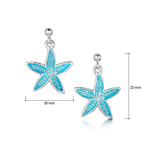 Starfish Drop Earrings in Shallows Enamel