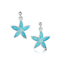 Starfish Drop Earrings in Shallows Enamel by Sheila Fleet Jewellery