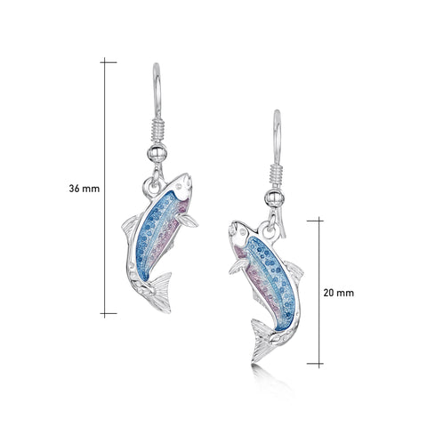 Salmon Drop Earrings in Sterling Silver