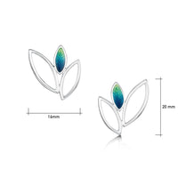 Seasons Silver 3-leaf Stud Earrings in Spring Enamel by Sheila Fleet Jewellery