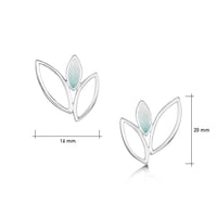 Seasons Silver 3-leaf Stud Earrings in Winter Enamel by Sheila Fleet Jewellery