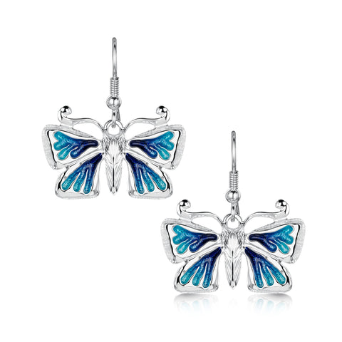 Common Blue Butterfly Large Drop Earrings by Sheila Fleet Jewellery
