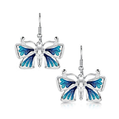 Common Blue Butterfly Large Drop Earrings by Sheila Fleet Jewellery