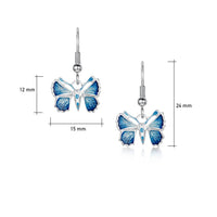 Holly Blue Butterfly Enamel Drop Earrings by Sheila Fleet Jewellery