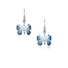 Holly Blue Butterfly Enamel Drop Earrings by Sheila Fleet Jewellery