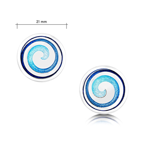 Surfbreaker Enamel Dress Stud Earrings in Sterling Silver by Sheila Fleet Jewellery
