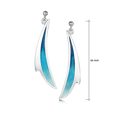 New Wave Occasion Drop Earrings in Peacock Enamel by Sheila Fleet Jewellery