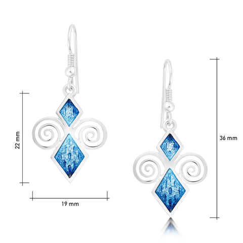 Skara Urn Enamel Drop Earrings in Sterling Silver by Sheila Fleet Jewellery