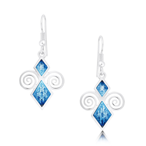 Skara Urn Enamel Drop Earrings in Sterling Silver by Sheila Fleet Jewellery