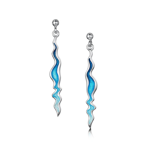 River Ripples Dress Drop Earrings in Tropical Enamel by Sheila Fleet Jewellery
