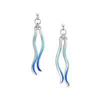 Atlantic Swell 2-frond Earrings in Ocean Hue Enamel by Sheila Fleet Jewellery