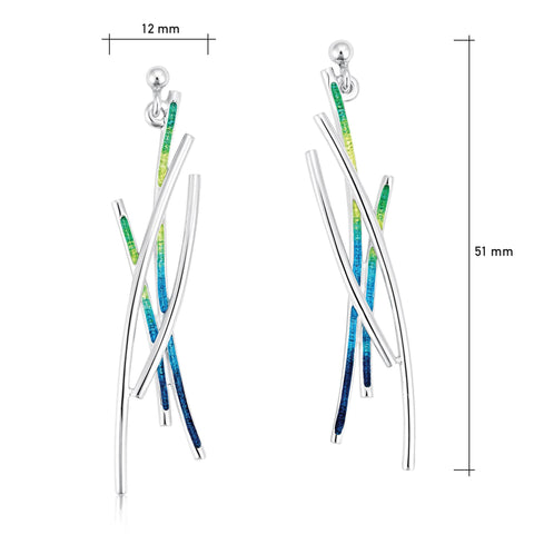 Wild Grasses Occasion Drop Earrings in Meadow Enamel by Sheila Fleet Jewellery