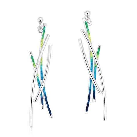 Wild Grasses Occasion Drop Earrings in Meadow Enamel by Sheila Fleet Jewellery