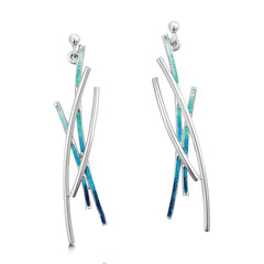 Wild Grasses Occasion Drop Earrings in Peacock Enamel by Sheila Fleet Jewellery