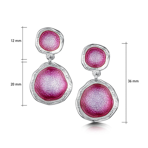Lunar Bright Occasion Drop Earrings in Hot Pink Enamel