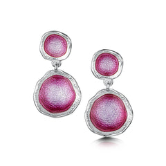 Lunar Bright Occasion Drop Earrings in Hot Pink Enamel by Sheila Fleet Jewellery