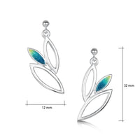 Seasons Silver 3-leaf Drop Earrings in Summer Enamel by Sheila Fleet Jewellery