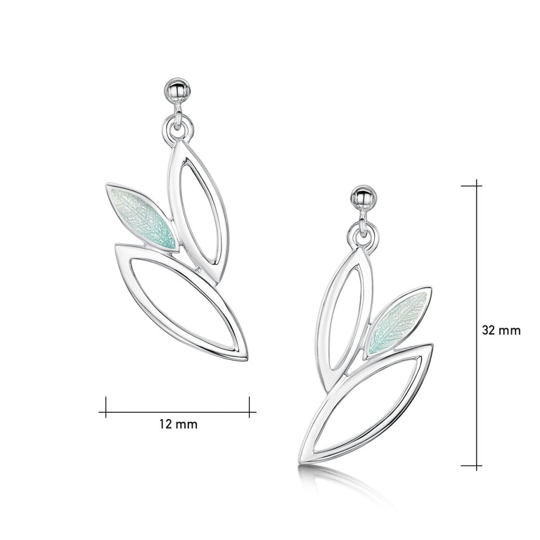 Seasons Silver 3-leaf Drop Earrings in Winter Enamel – Sheila Fleet ...