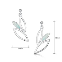 Seasons Silver 3-leaf Drop Earrings in Winter Enamel by Sheila Fleet Jewellery