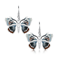 Red Admiral Butterfly Large Enamel Drop Earrings by Sheila Fleet Jewellery