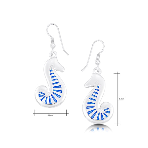 Pictish Seahorse Occasion Drop Earrings in Electric Enamel