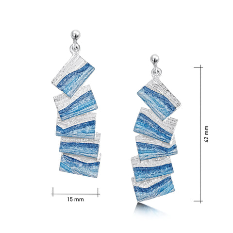 Flagstone Statement Drop Earrings in Slate Enamel