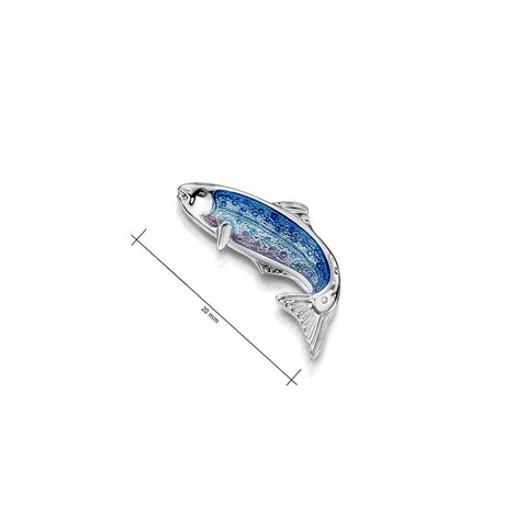 Salmon Lapel Pin in Sterling Silver
