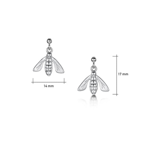 Honeybee Small Drop Earrings in Sterling Silver by Sheila Fleet Jewellery