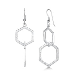 Honeycomb Double Link Drop Earrings in Sterling Silver by Sheila Fleet Jewellery