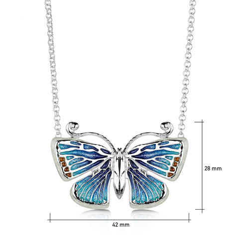 Common Blue Butterfly Enamel Necklace by Sheila Fleet Jewellery