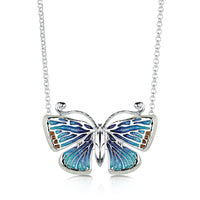 Common Blue Butterfly Enamel Necklace by Sheila Fleet Jewellery