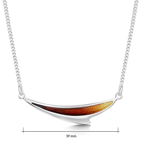 New Wave Silver Curve Necklace in Flame Enamel by Sheila Fleet Jewellery