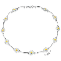 Daisies at Dawn 11-flower Enamel Necklace in Sterling Silver by Sheila Fleet Jewellery