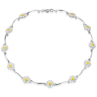 Daisies at Dawn 11-flower Enamel Necklace in Sterling Silver by Sheila Fleet Jewellery