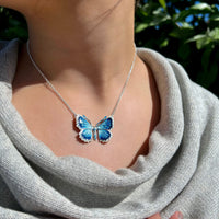 Holly Blue Butterfly Enamel Necklace by Sheila Fleet Jewellery