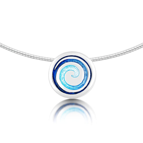 Surfbreaker Enamelled Necklace in Sterling Silver by Sheila Fleet Jewellery